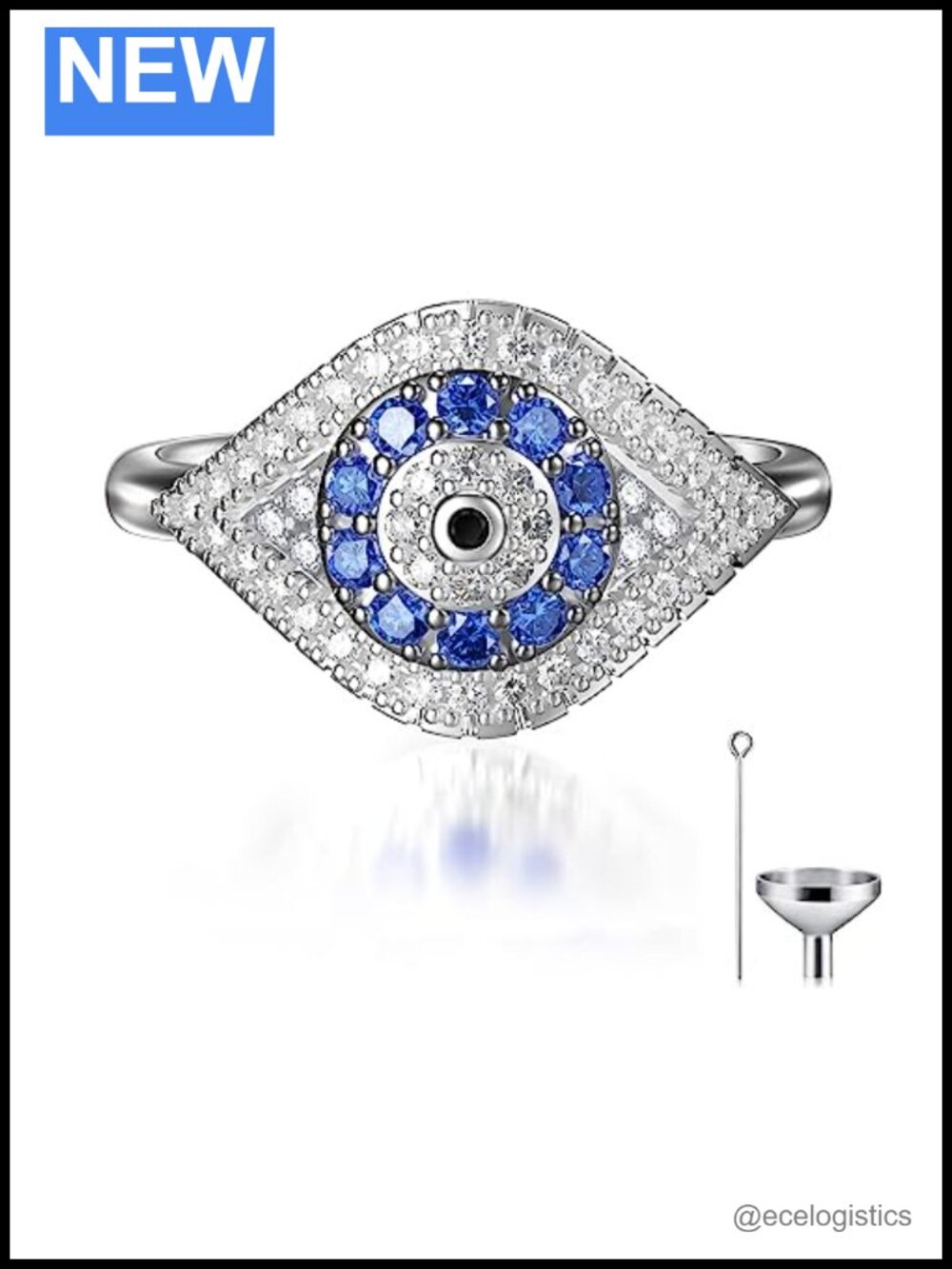 925 Sterling Silver Evil Eye Urn Ring Ashes Memorial Keepsake Jewelry Women